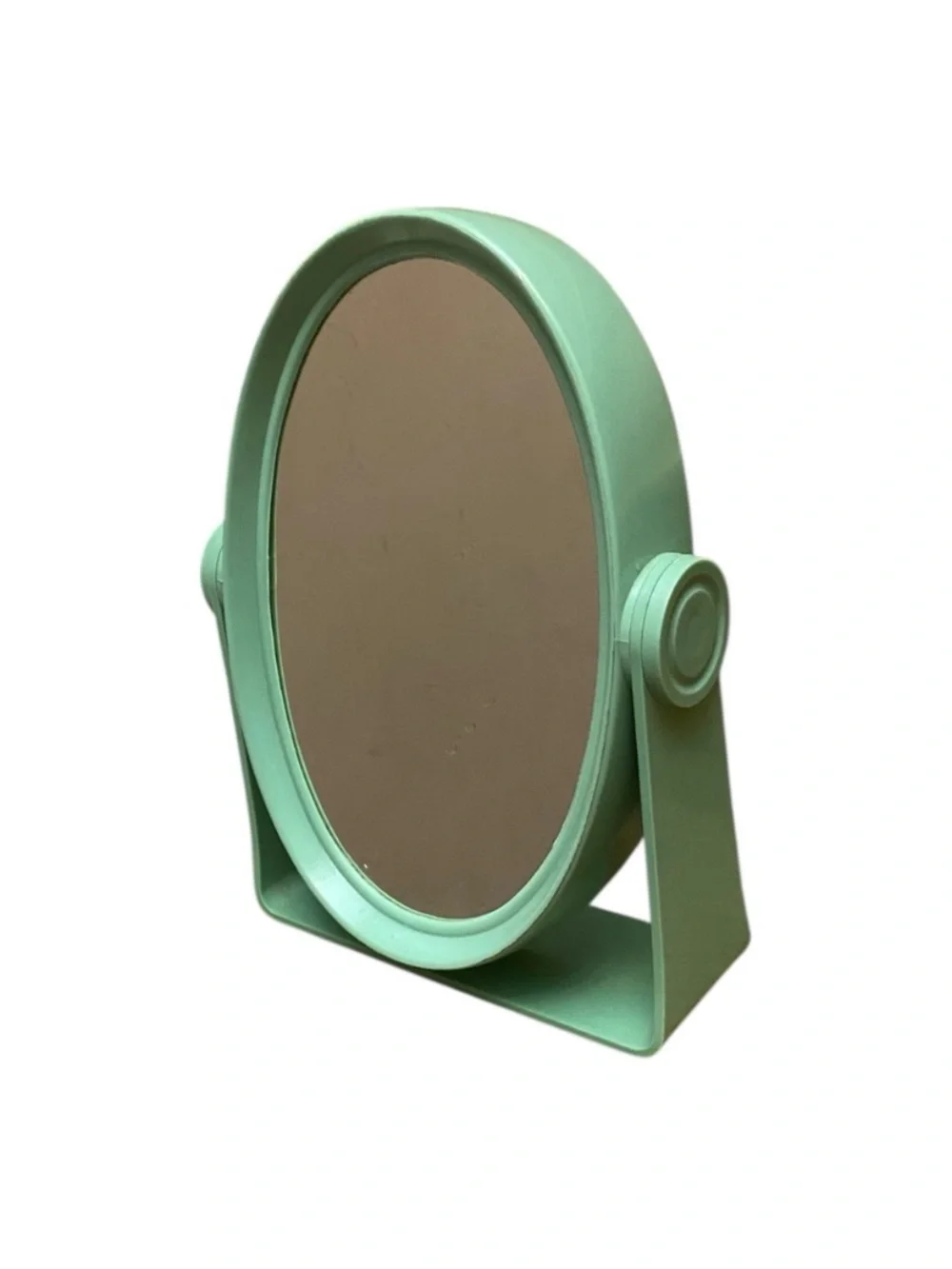 Vintage MCM Molded Mint Green Double Sided Mirror Hard Plastic Vanity 60s